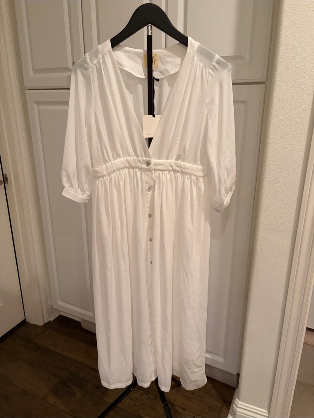 D.ra Women's White Button-Front Midi Dress